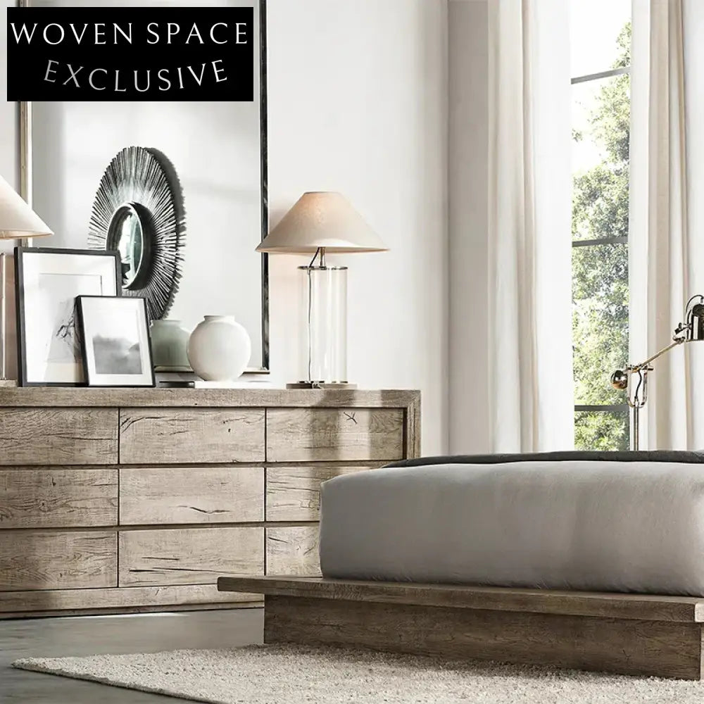 Retro Oak Wood Dresser Cabinet, Multi-Drawer Storage for Bedroom Living Room