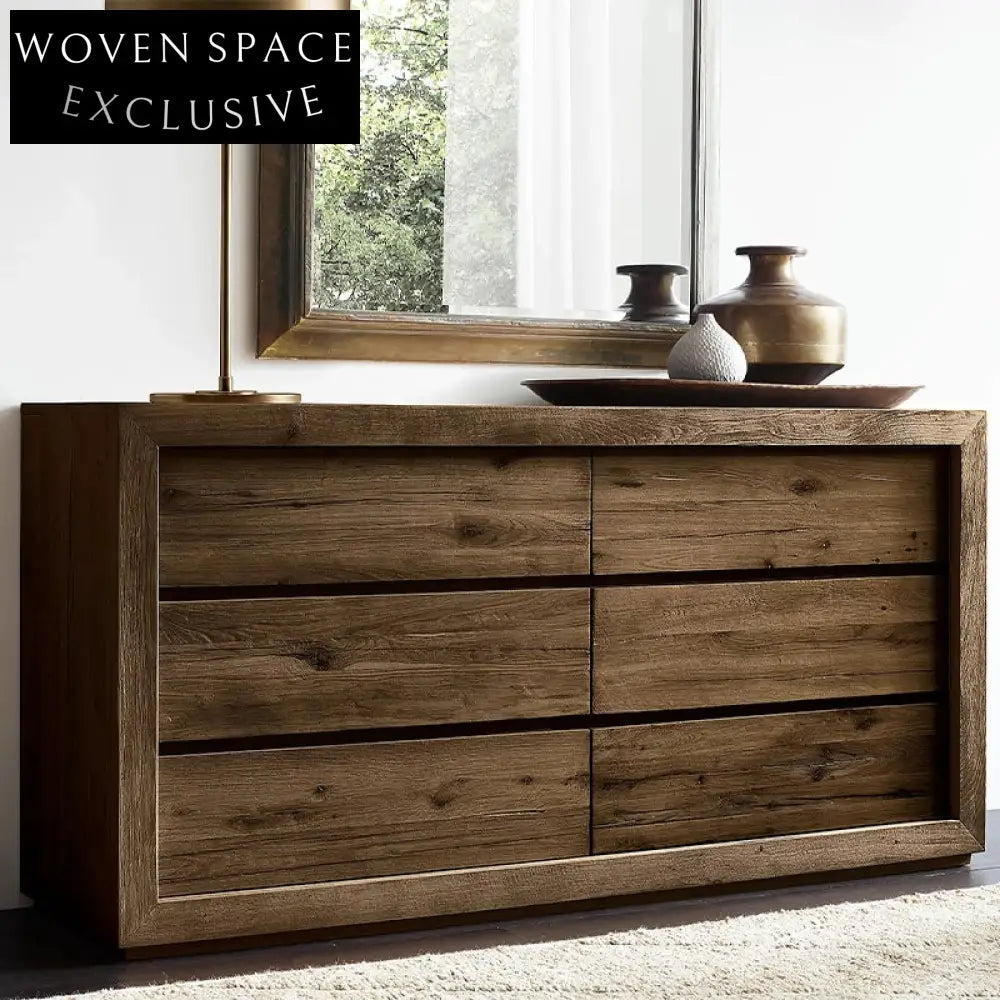 Retro Oak Wood Dresser Cabinet, Multi-Drawer Storage for Bedroom Living Room