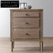 Retro Solid Oak Wood 3-Drawer Nightstand Cabinet - Elegant Bedroom Side Table