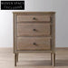 Retro Solid Oak Wood 3-Drawer Nightstand Cabinet - Elegant Bedroom Side Table