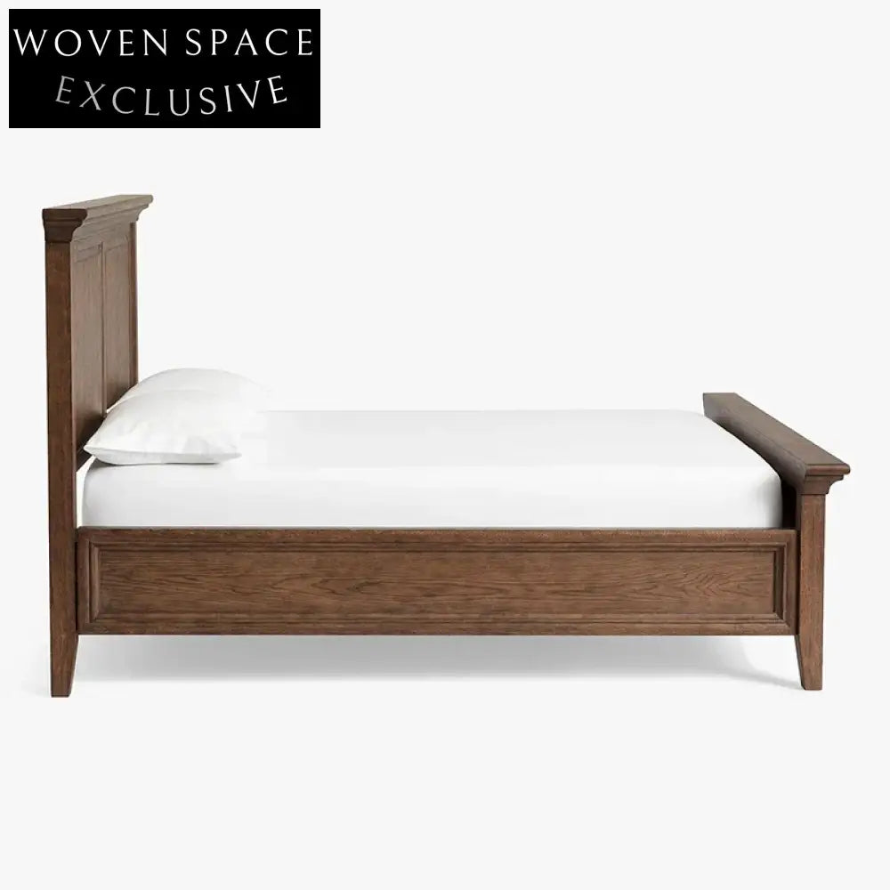 Retro Solid Oak Wood King Size Bed Frame with High Headboard