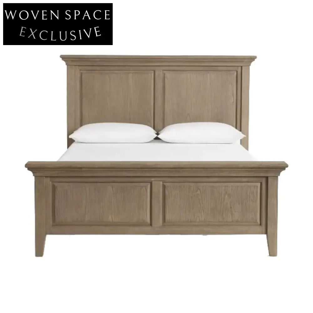 Retro Solid Oak Wood King Size Bed Frame with High Headboard