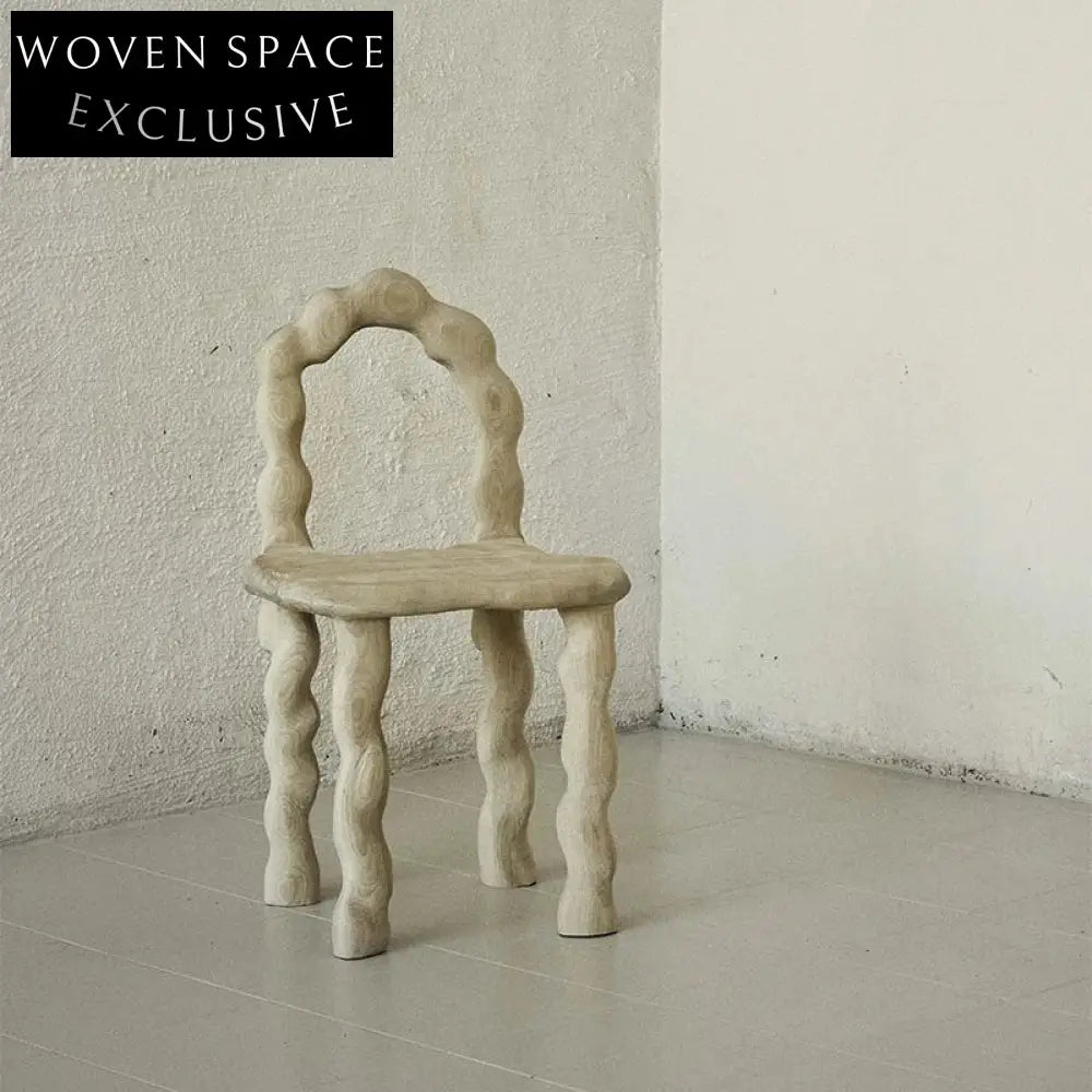 Retro Solid Wood Dining Chair, Armless Back, Coffee Tea Seating