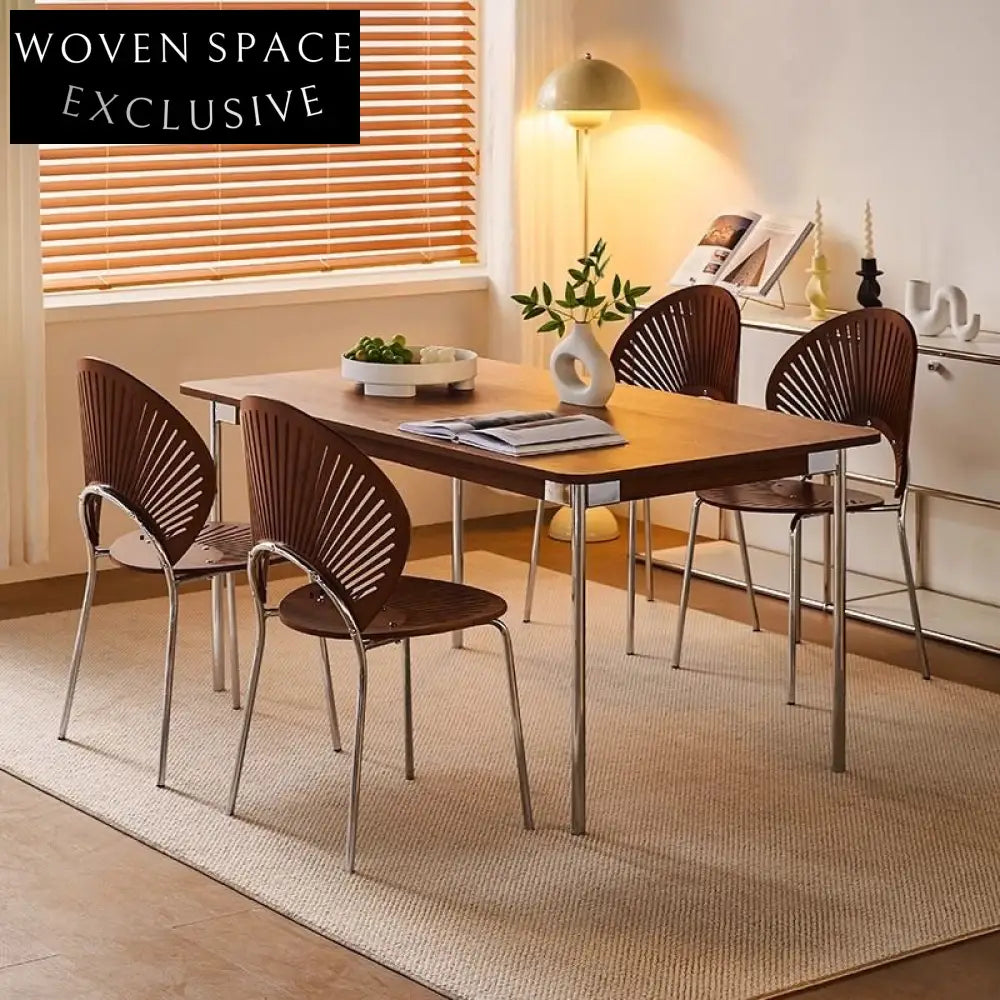 Retro solid wood shell chair home