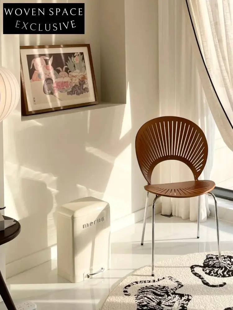 Retro solid wood shell chair home