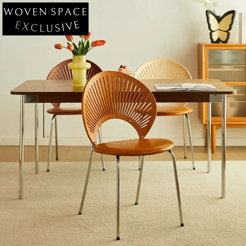 Retro solid wood shell chair home