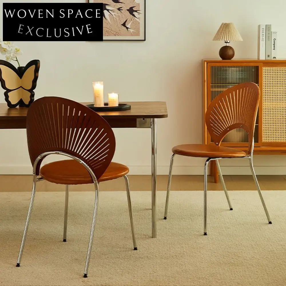 Retro solid wood shell chair home