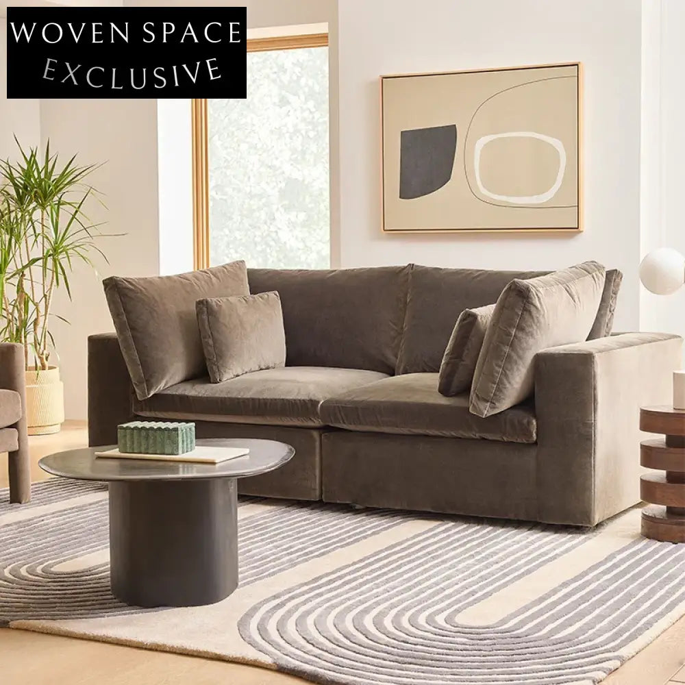 Retro Style Hand-Tufted Wool Rug, Irregular Geometric Modern Living Room Carpet