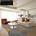 Retro Style Hand-Tufted Wool Rug, Irregular Geometric Modern Living Room Carpet