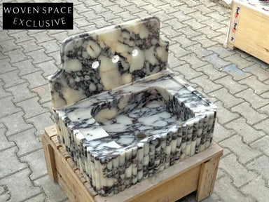 Riccardo Ribbed Calacatta viola backsplash marble sink