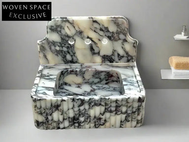 Riccardo Ribbed Calacatta viola backsplash marble sink