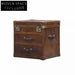 Rich Brown Vintage Pine Wood & Leather Bedroom Nightstand Bedside Cabinet