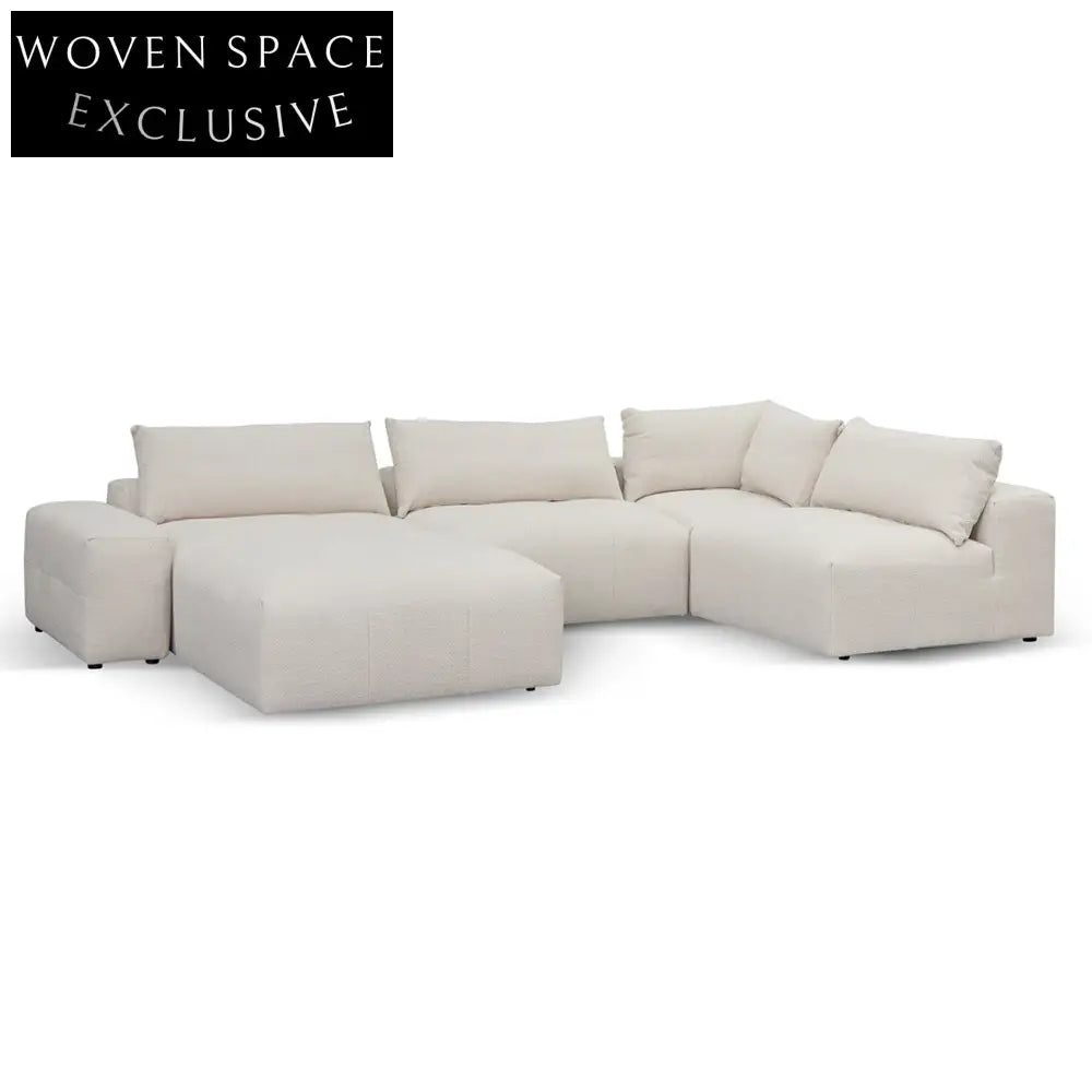 Right Chaise Fabric Sofa - Taupe Beige Chaise Sofa