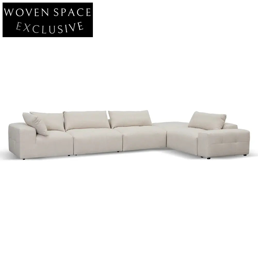 Right Chaise Fabric Sofa - Taupe Beige Chaise Sofa