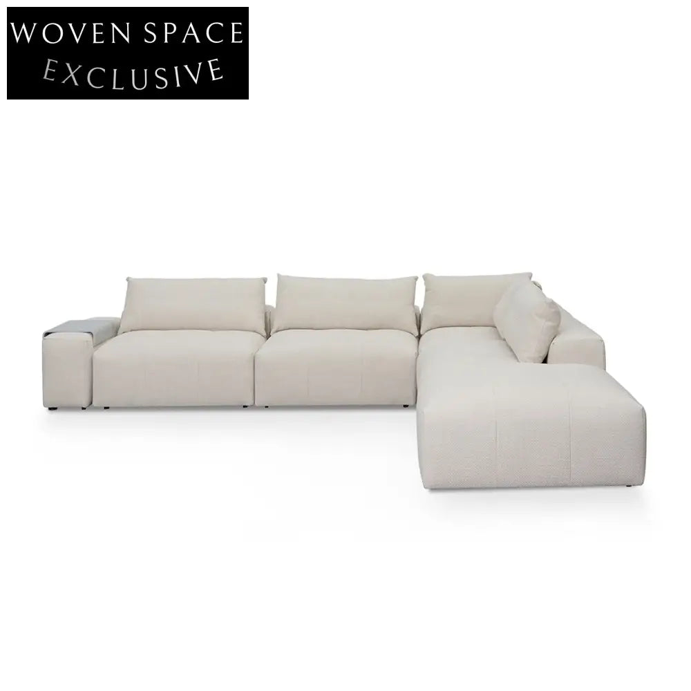 Right Chaise Fabric Sofa - Taupe Beige Chaise Sofa