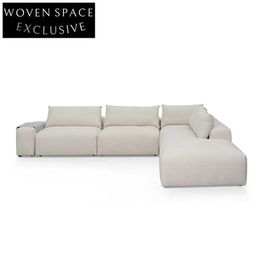 Right Chaise Fabric Sofa - Taupe Beige Chaise Sofa