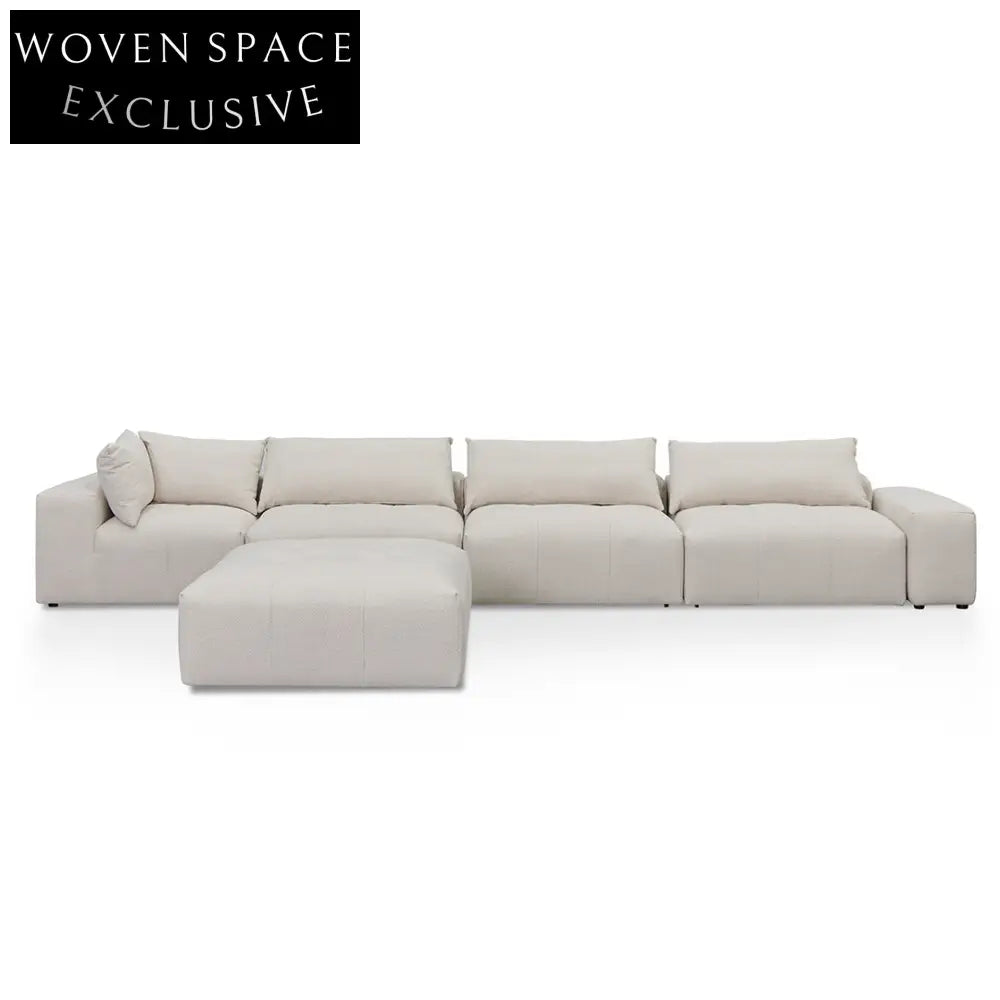 Right Chaise Fabric Sofa - Taupe Beige Chaise Sofa
