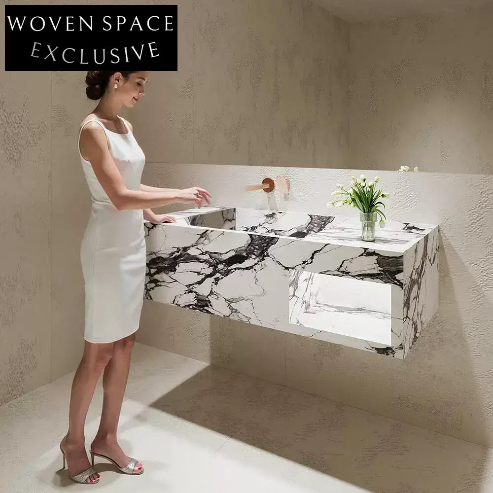 Rohan White Wall-Mounted Marble Basin
