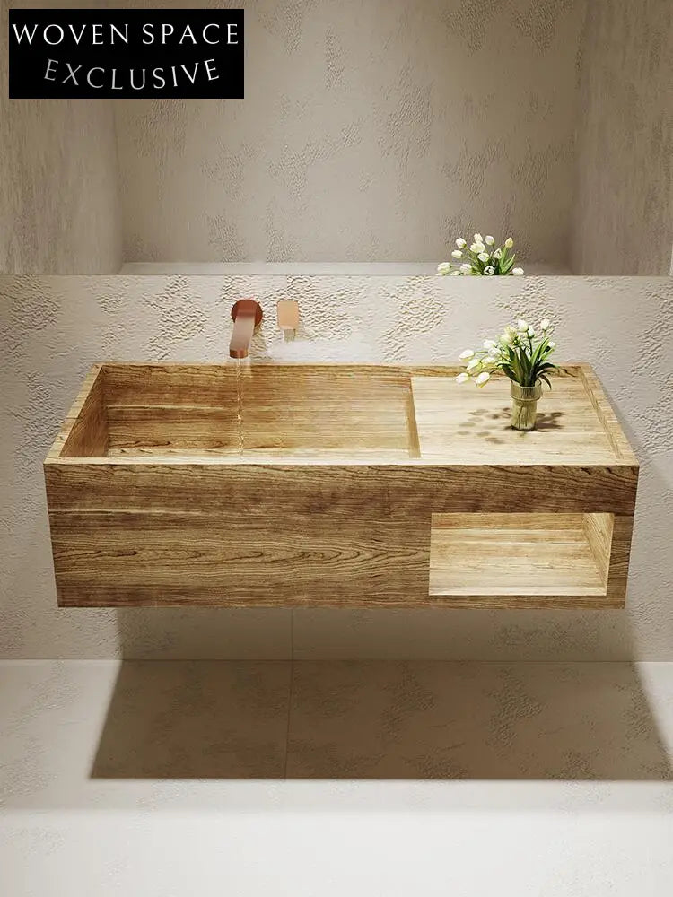 Rohan White Wall-Mounted Marble Basin