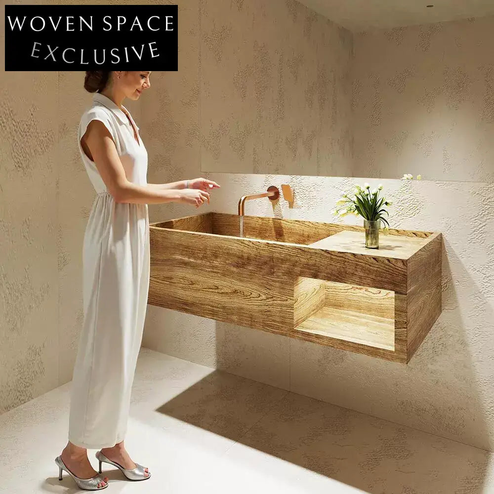 Rohan White Wall-Mounted Marble Basin