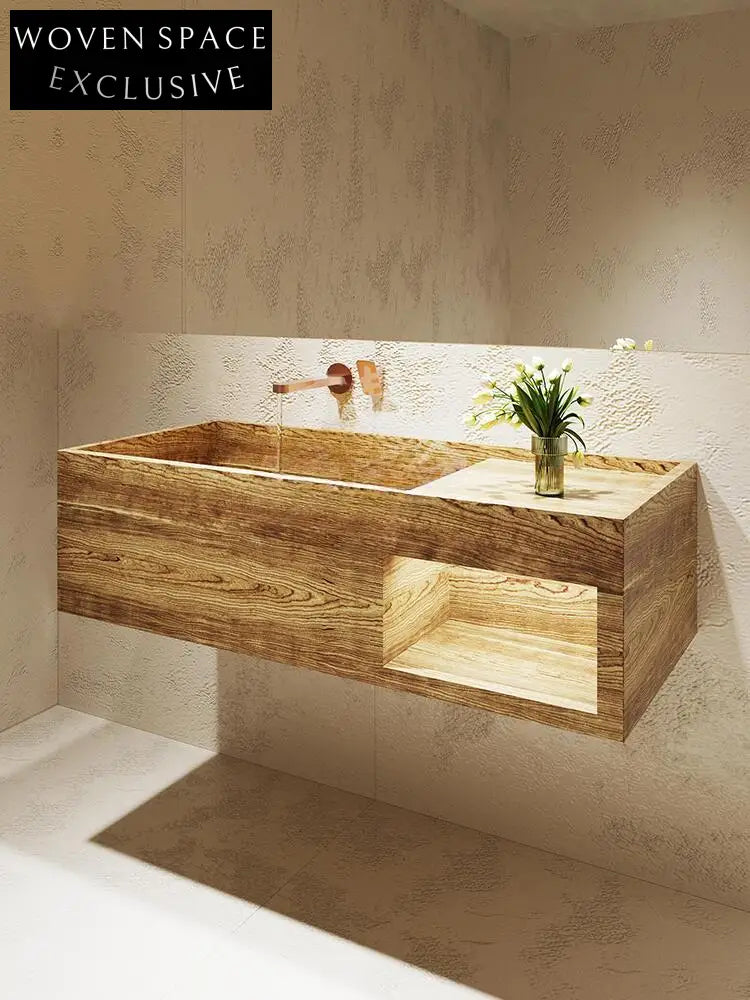 Rohan White Wall-Mounted Marble Basin