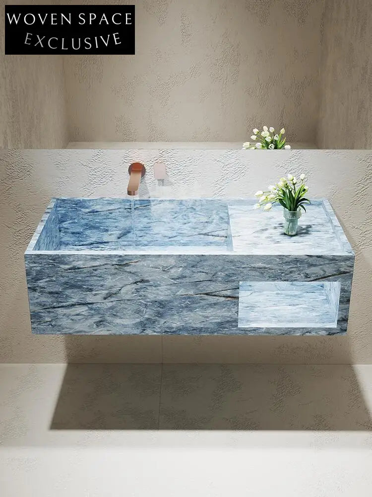 Rohan White Wall-Mounted Marble Basin
