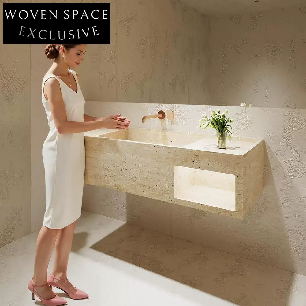 Rohan White Wall-Mounted Marble Basin