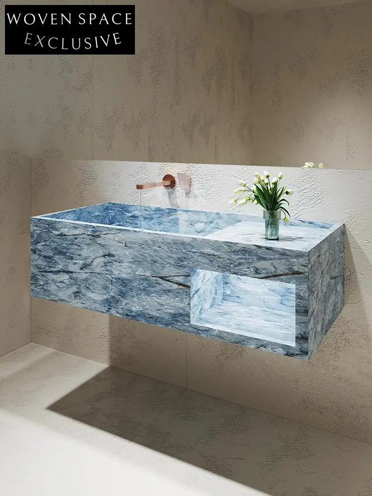 Rohan White Wall-Mounted Marble Basin