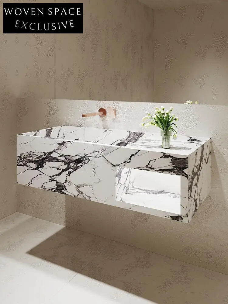 Rohan White Wall-Mounted Marble Basin