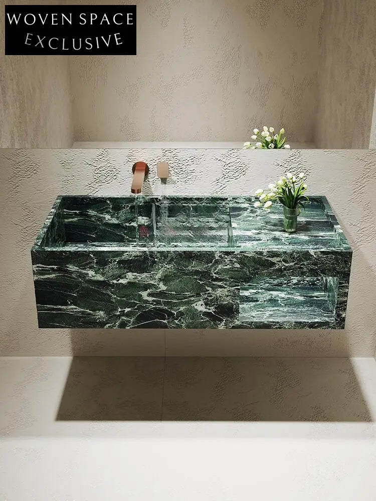 Rohan White Wall-Mounted Marble Basin