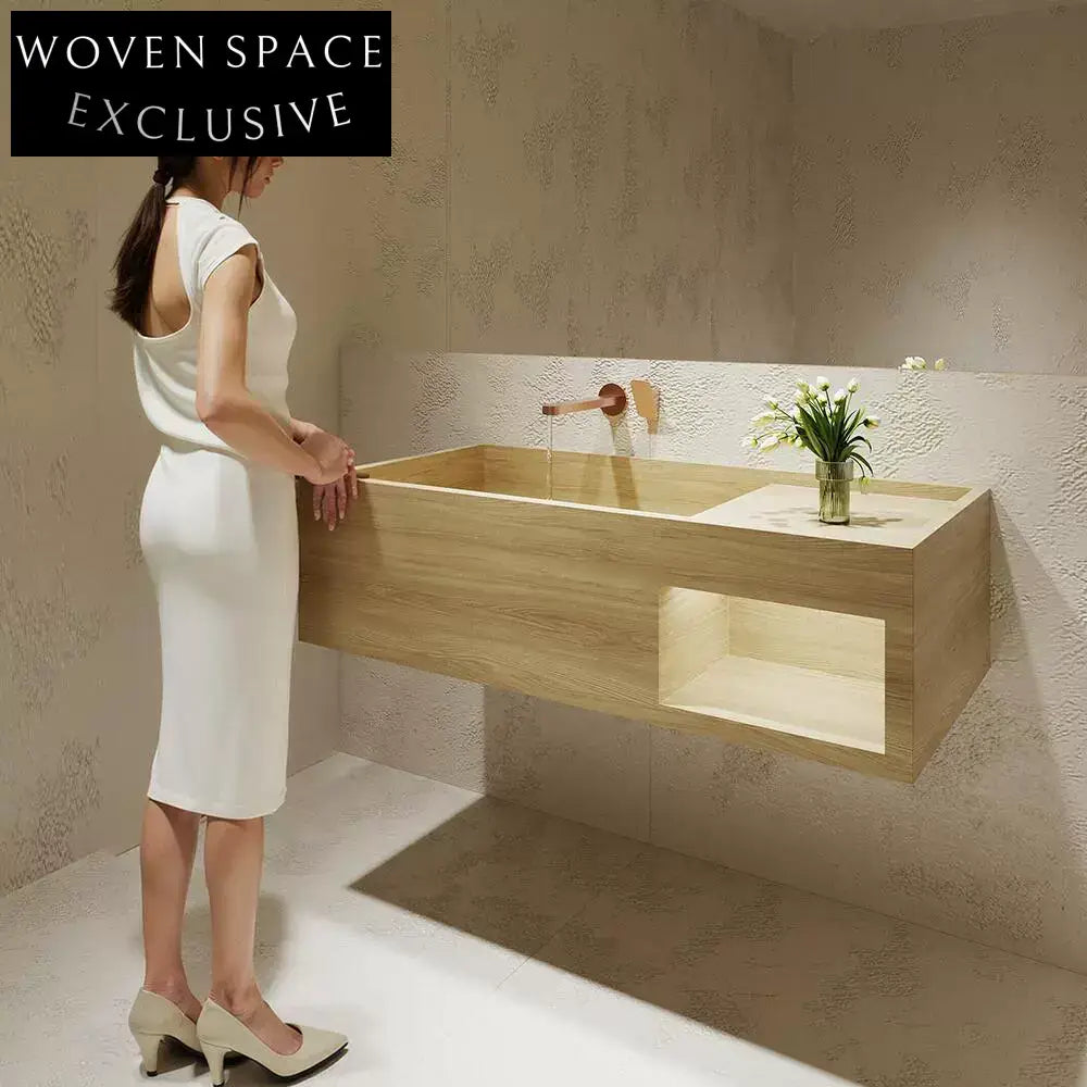 Rohan White Wall-Mounted Marble Basin