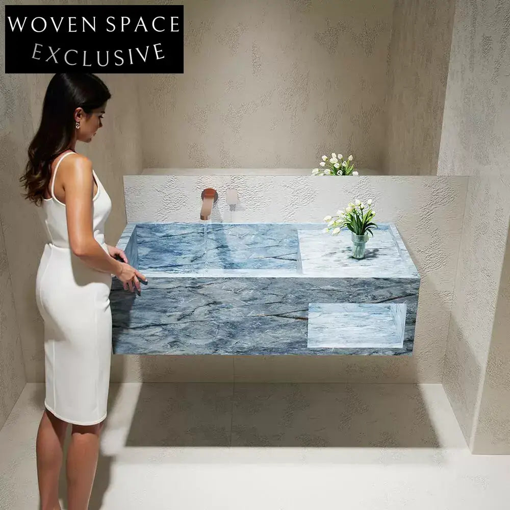 Rohan White Wall-Mounted Marble Basin