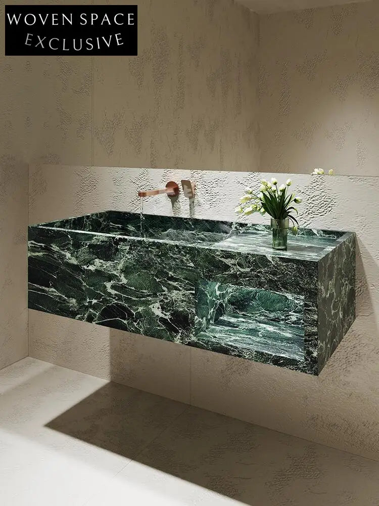 Rohan White Wall-Mounted Marble Basin