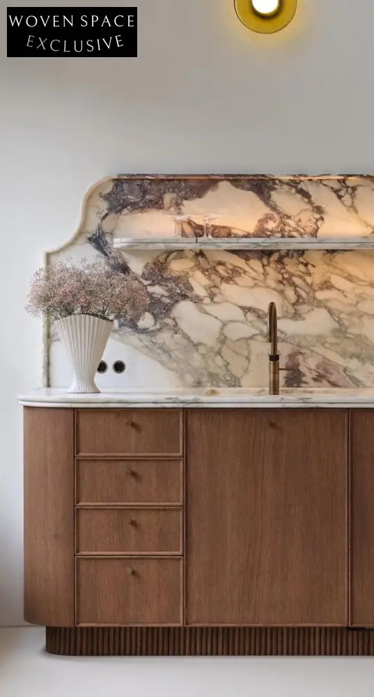 Rolando Solid wood and calacatta marble cabinet basin