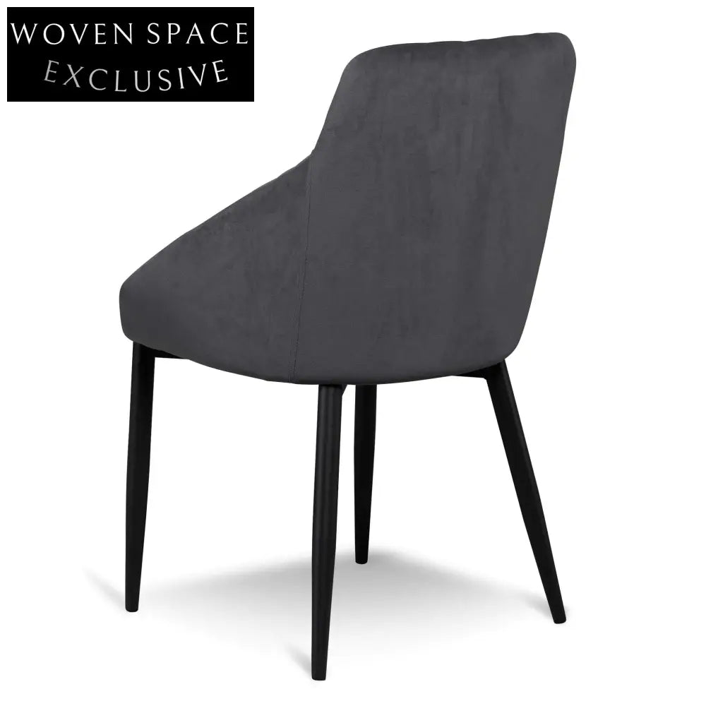 Rolf Dining Chair - Grey Velvet in Black Legs (Set of 2) Dining Chair