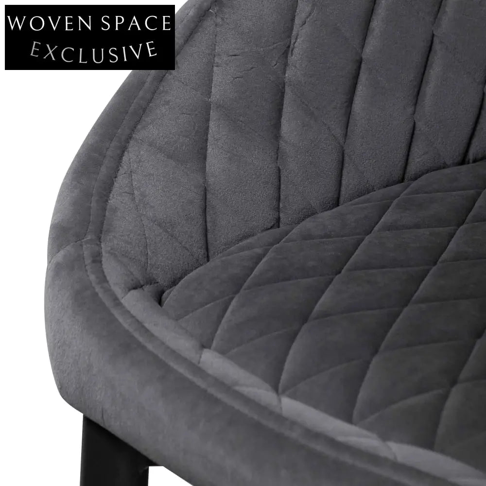 Rolf Dining Chair - Grey Velvet in Black Legs (Set of 2) Dining Chair