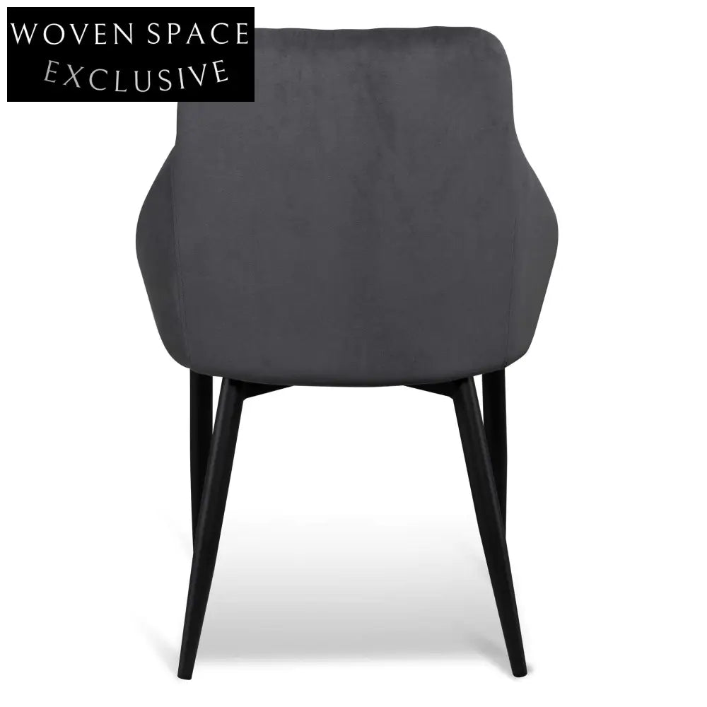 Rolf Dining Chair - Grey Velvet in Black Legs (Set of 2) Dining Chair