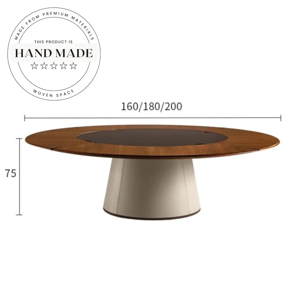 Round 160cm Solid Walnut Luxury Villa Style Dining Table