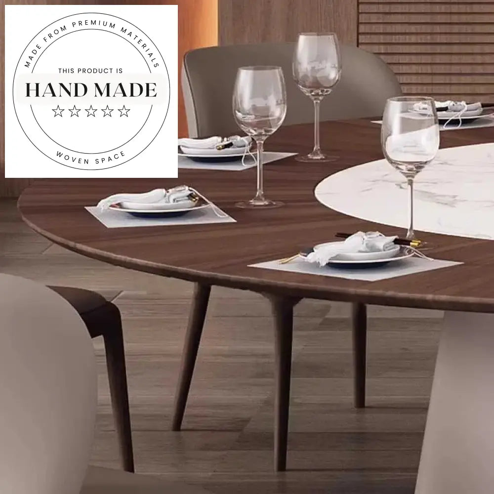 Round 160cm Solid Walnut Luxury Villa Style Dining Table