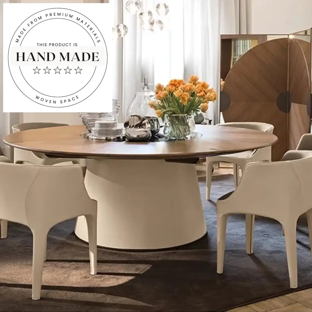 Round 160cm Solid Walnut Luxury Villa Style Dining Table