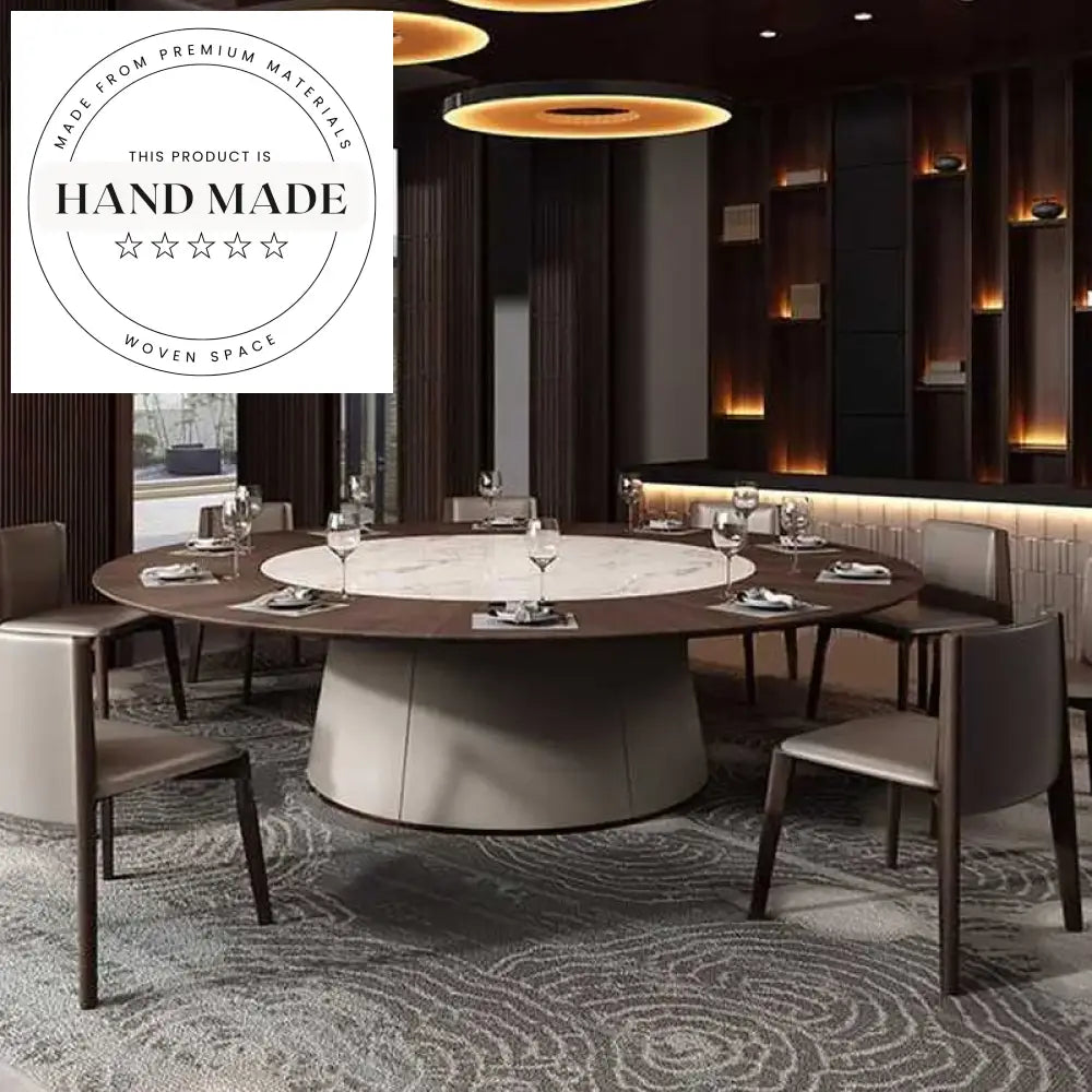Round 160cm Solid Walnut Luxury Villa Style Dining Table
