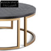 Round Coffee Table - Peppercorn and Brass Coffee Tables