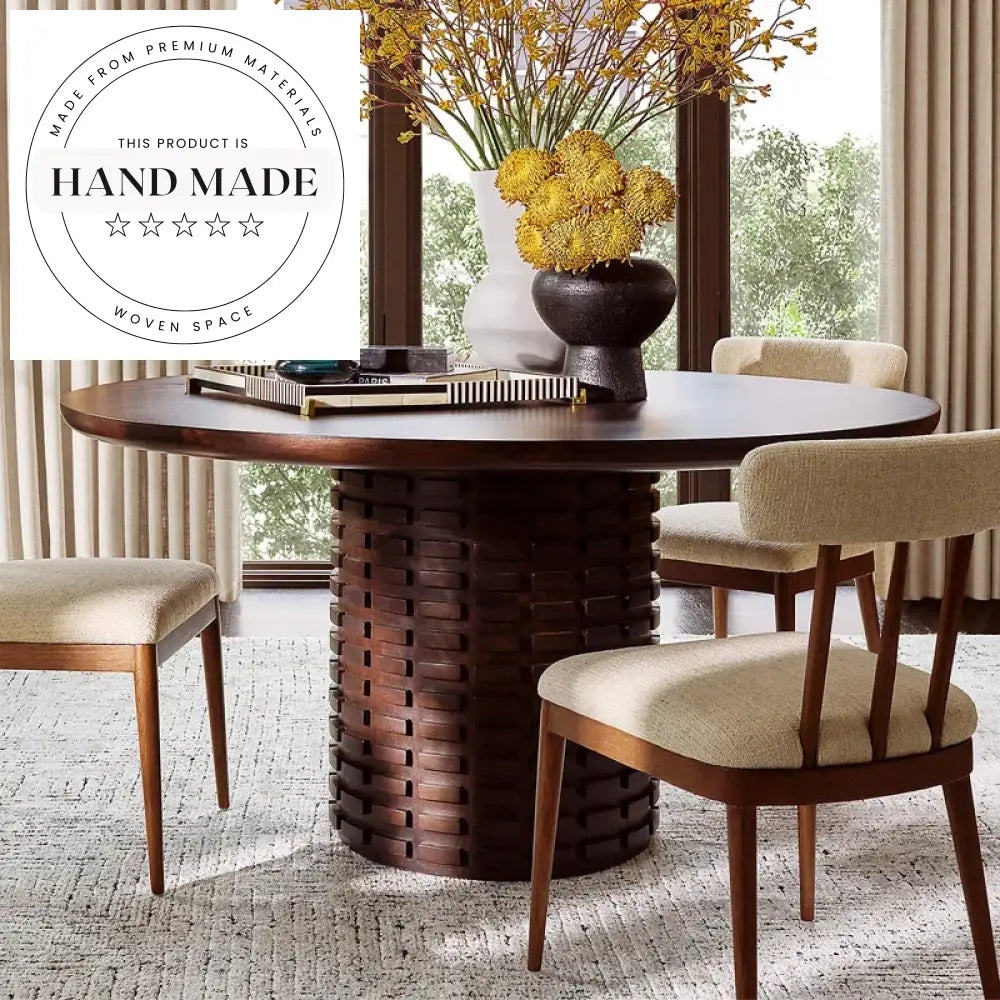 Round Mahogany 6 Seater Table with Dome Base Dining Table
