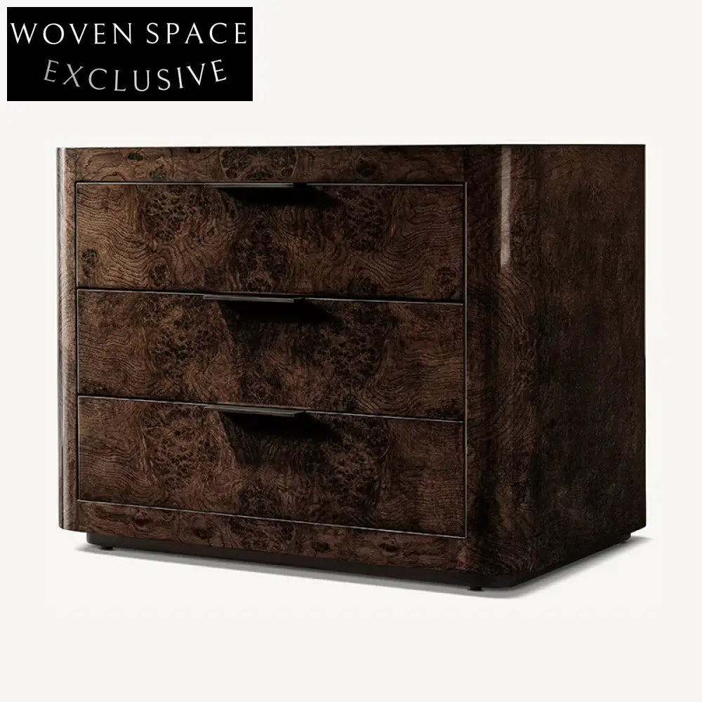 Rustic Country Style Shiny Unique Pattern Wooden Nightstand for Modern Bedrooms