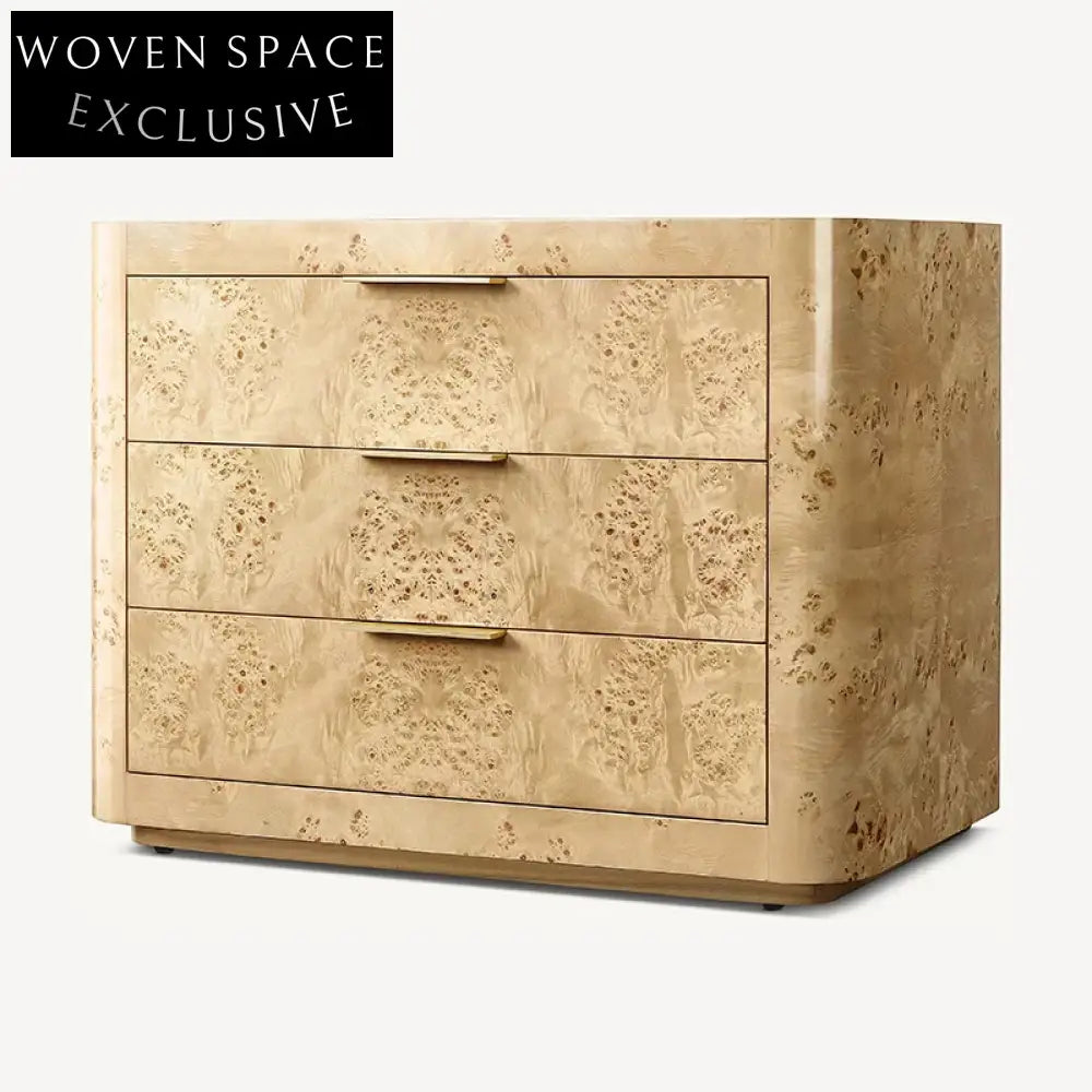 Rustic Country Style Shiny Wooden Nightstand with Unique Pattern Design