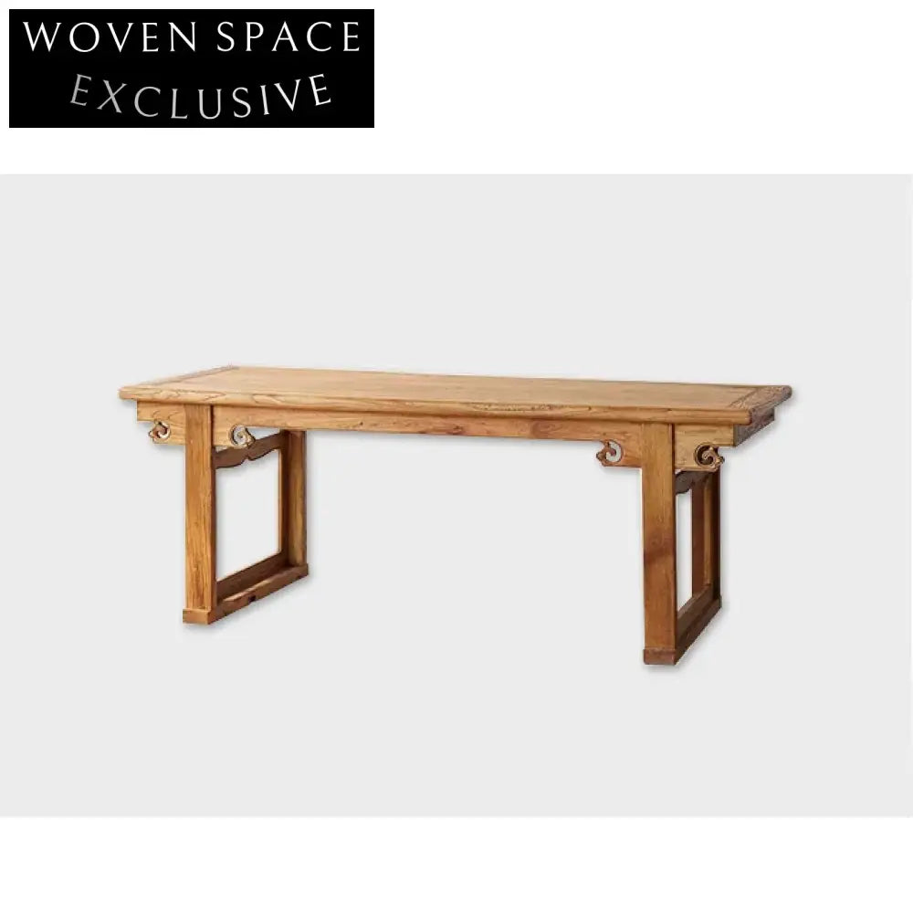 Rustic Handcrafted Solid Wood Wabi Sabi Rectangular Dining Table