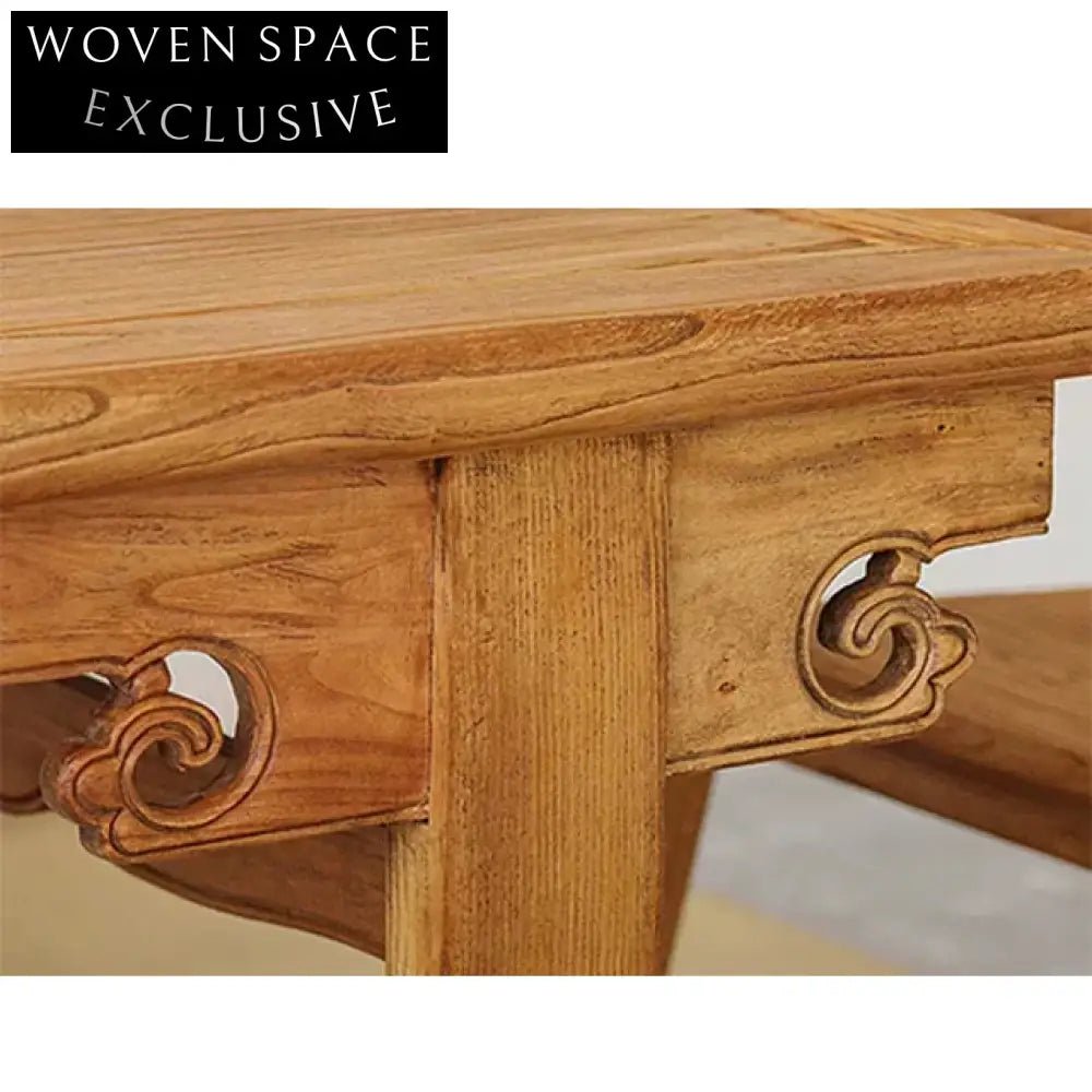 Rustic Handcrafted Solid Wood Wabi Sabi Rectangular Dining Table