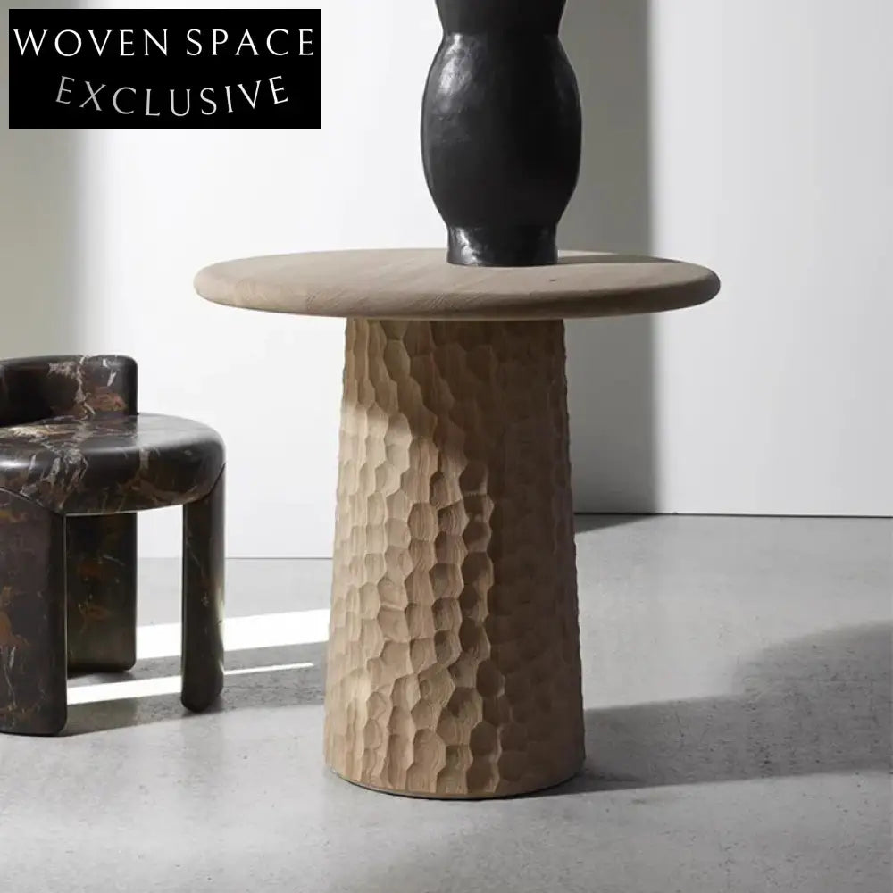 Rustic Round American Country Solid Elm Wood Coffee Table