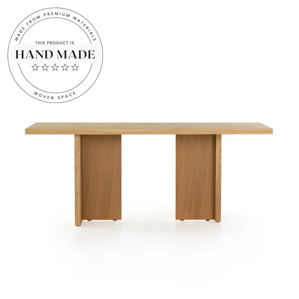 Rustic Solid Oak Wood Rectangle Midcentury Seater Dining Table — Woven ...
