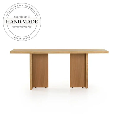 Rustic Solid Oak Wood Rectangle Midcentury Seater Dining Table